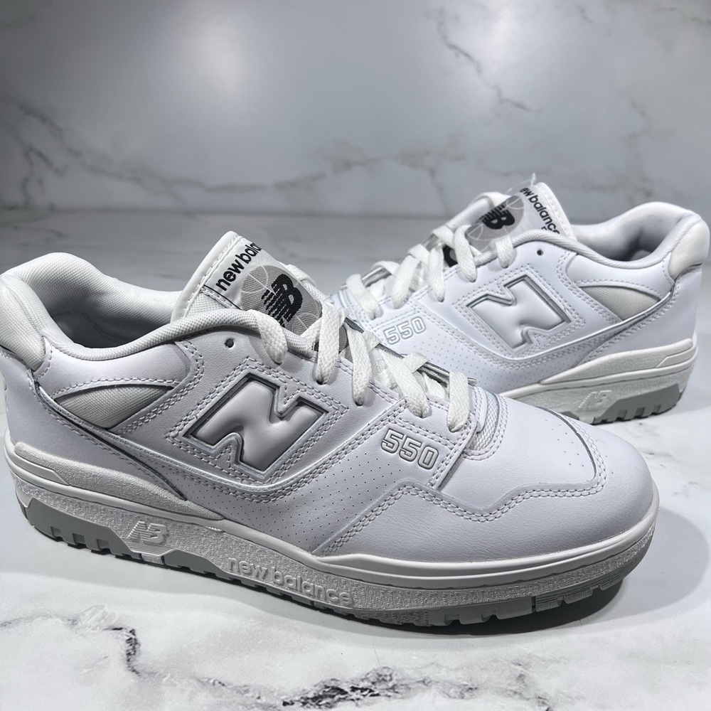 New Balance 550 White Grey Leather Low Sneakers
